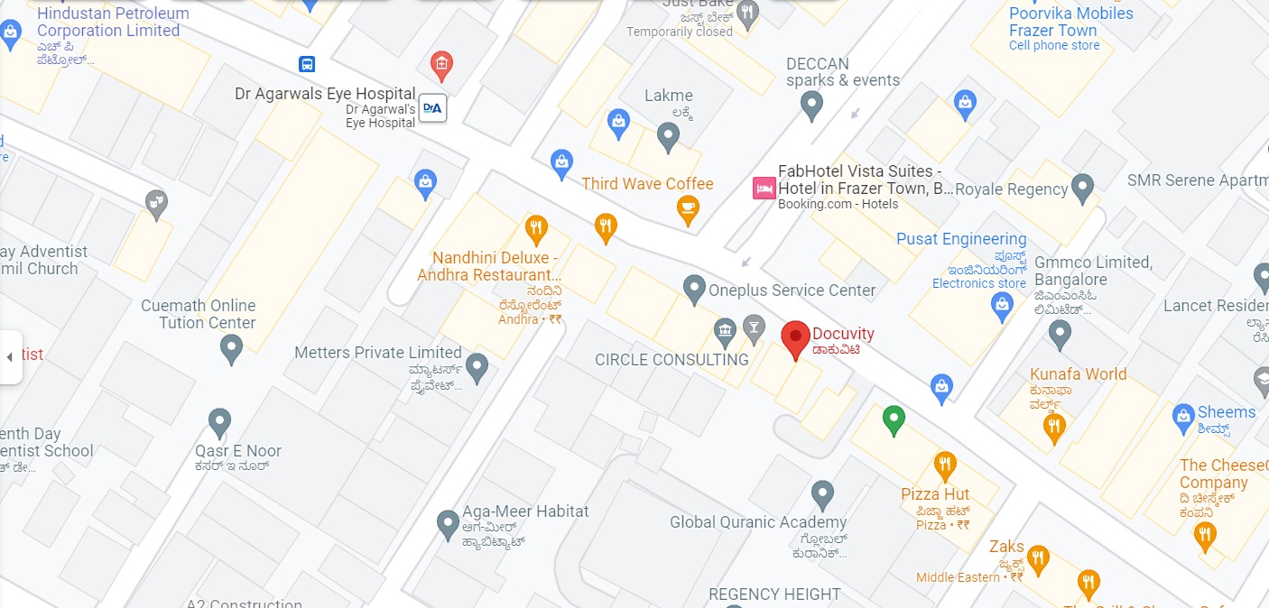 Docuvity Bengaluru HQ location map